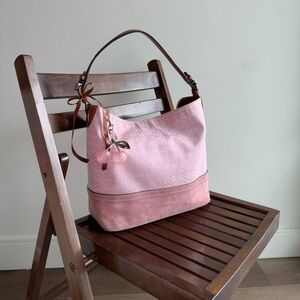 vintage Coach Baby Pink Optic Canvas  Hobo Shoulder Bag